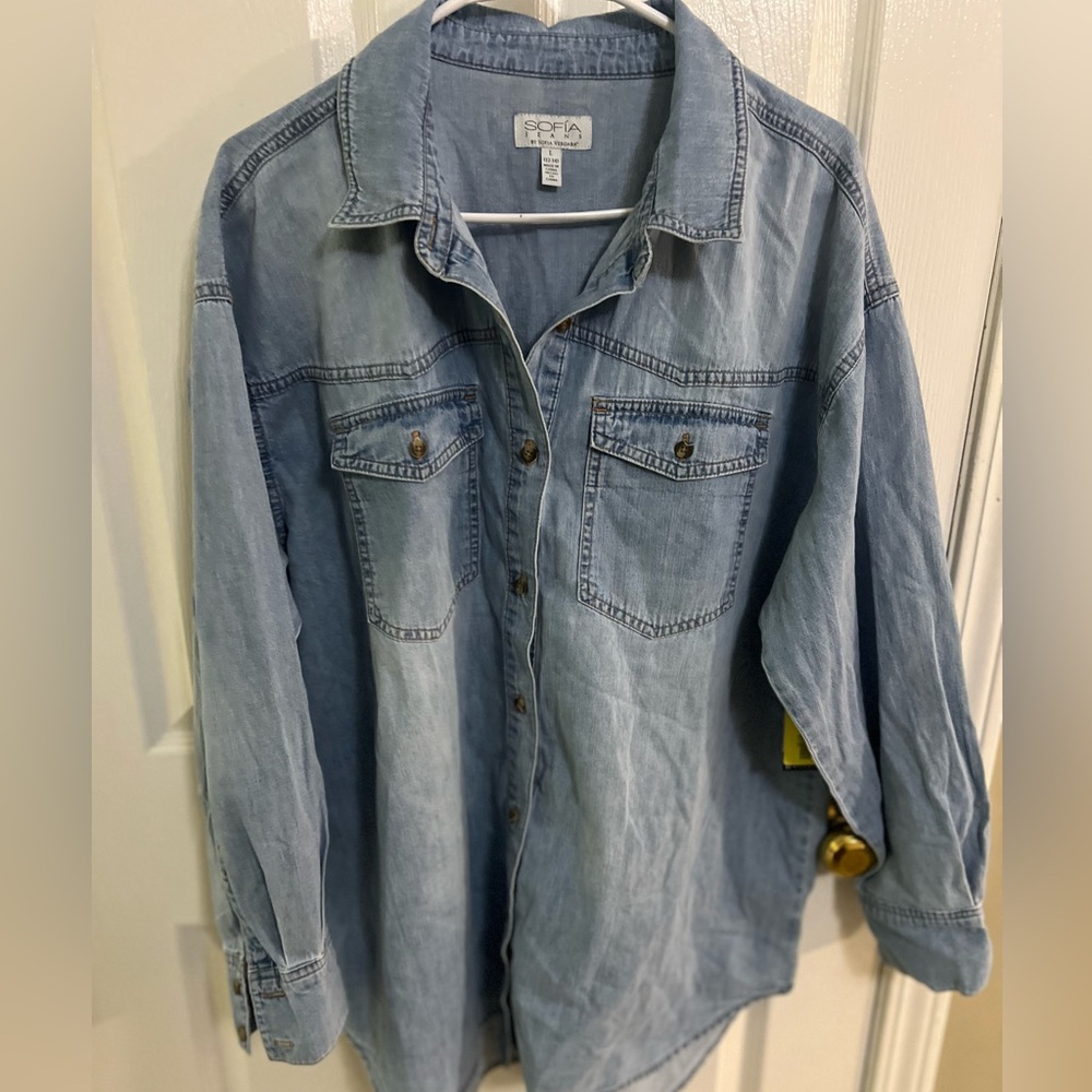Sofia Jeans Women's Sofia Oversized Boyfriend Shirt with Long Sleeves, Sz LG NWT - Picture 6 of 10